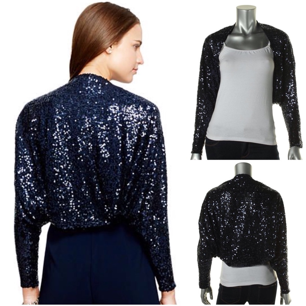 🔵Ralph Lauren Navy Blue Sequin Shrug Bolero